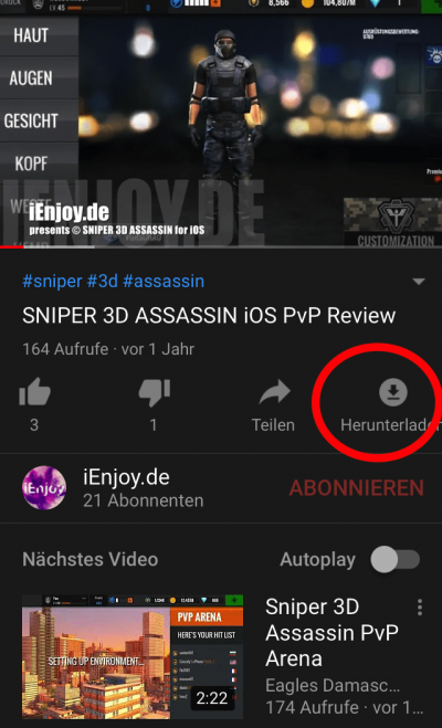 Herunterladen von YouTube